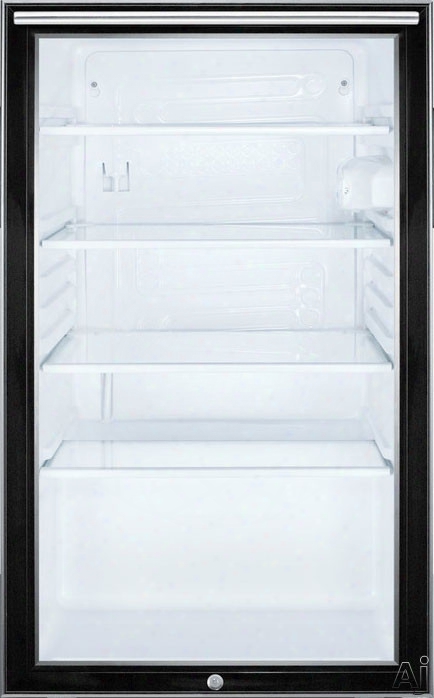 Summit Scr500bl7hh 20 Inch Compact Commercial Refrigerator With Glass Door, 3 Adjustable Glass Shelves, Dial Thermostat, Automatic Defrost, Door Lock, Interior Lighting And Hospital Grade Cord With 'green Dot' Plug: Horizontal Andle