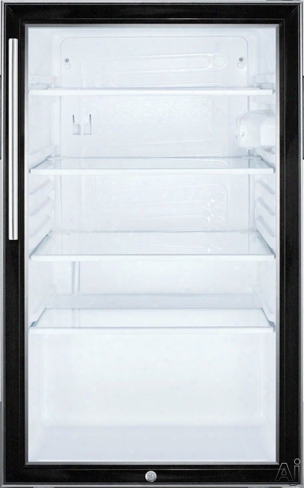 Summit Scr500bl7hv 20 Inch Compact Commercial Refrigerator With Glass Door, 3 Adjustable Glass Shelves, Dial Thermostat, Automatic Defrost, Door Lock, Interior Lighting And Hospital Grade Cord With 'green Dot' Plug: Vertical Handle