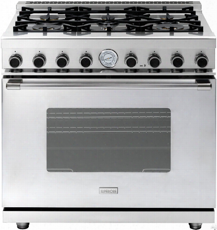 Superiore Next Classic Series Rn361gcss 36 Inch Freestanding Gas Range With 6 Sealed Burners, 16,000 Btu Oven, 6.7 Cu. Ft. Oven Capacity, 4 Convection Fans, Continuous Grates And Star K Certification: Classic Door Design