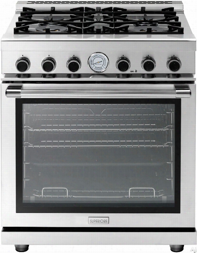 Superiore Next Panoramic Series Rn301gpssl 30 Inch Freestanding Gas Range With 4 Sealed Burners, 14,000 Btu Oven, 5.7 Cu. Ft. Ooven Capacity, 2 Convection Fans, Continuous Grates And Star K Certification: Liquid Propane, Panoramic Door Design