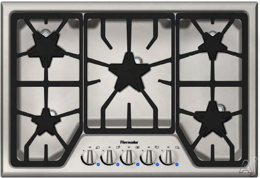 Thermador Masterpiece Series Sgs305fs 30 Inch Gas Cooktop With 5 Star Burners, 16,000 Btu Power Burner, Electronic Re-ignition And Continuous Grates