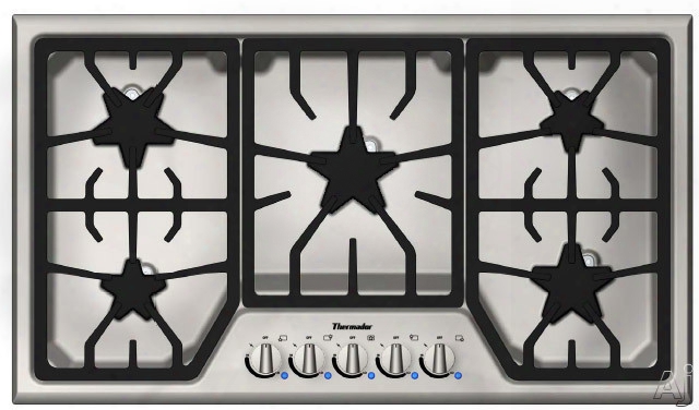 Thermador Masterpiece Series Sgs365fs 36 Inch Gas Cooktop With 5 Star Burners, 16,000 Btu Power Burner, Electronic Re-ignition And Continuous Grates