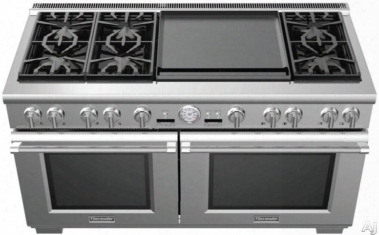 Thermador Pro Grand Prd606reg 60 Inch Dual Fuel Range With 6 Sealed Star Burners, Convection, 10.6 Cu. Ft. Total Capacity And Self-cleaning Mode: 24 Inch Griddle