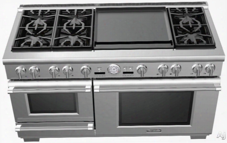 Thermador Pro Grand Steam Prd606resg 60 Inch Dual Fuel Range With 6 Sealed Star Burners, 1.4 Cu. Ft. Steam Convection Oven, 5.7 Cu. Ft. Commercial Depth Convection Oven, Warming Drawer And Self-cleaningg Mode: 24 Inch Griddle