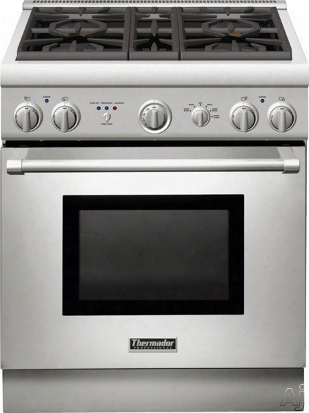 Thermador Pro Harmony Professional Seris Prd304ghu 30 Inch Pro-style Dual-fuel Range With Convection, Extralow Simmer Burners, Self-cleaning Mode, 4 Sealed Star Burners, 4.4 Cu. Ft. Oven Capacity And Telescopic Racks