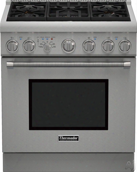 Thermador Pro Harmony Professional Series Prd305ph 30 Inch Pro-style Dual Fuel Range With 5 Sealed Star Burners, 4.4 Cu. Ft. Convection Oven, Extralow Simmer Burners, 1 Telescopic Harass , 2 Standard Racks, Star-k Certified And Self-clean Mode