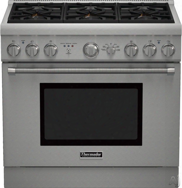 Thermador Pro Harmony Professional Series Prd364gdhu 36 Inch Pro-style Duel-fuel Range Attending 4 Sealed Star Burners, 4.8 Cu. Ft. Convection Oven, Electric Griddle, Extralow Simmer Burners, Telescopic Racks And Self-cleaning Mode