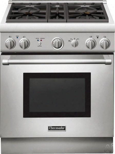 Thermador Pro Harmony Professional Series Prl304gh 30 Inch Pro-style Gas Range With 4.5 Cu. Ft. Convection Oven, 4 Sealed Star  Burners, Continuous Grates, Extralow Simmer Feature, Telescopic Rack, Halogen Lighting And Sabbath Mode: Liquid Propane