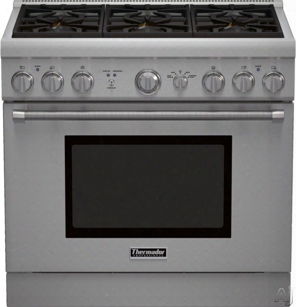 Thermador Pro Harmony Professional Series Prl366gh 36 Inch Pro-style Gas Range With Convection, Extralow Simmer Burners, 6 Sealed Star Burners, 5.0 Cu. Ft. Oven Capacity, Continuous Grates, 3 Telescopic Racks, Halogen Lighting And Sabbath Mode: Liquid Pro