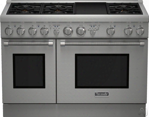 Thermador Pro Harmony Professional Series Prl486gdh 48 Inch Pro-style Gas Range With Convection Electric Griddle, Extralow Simmer Burners, Telescopic Racks, 6 Sealed Star Burners, 4.4 Cu. Ft. Convection Oven And 2.3 Cu. Ft. Conventional Oven: Liquid Propa