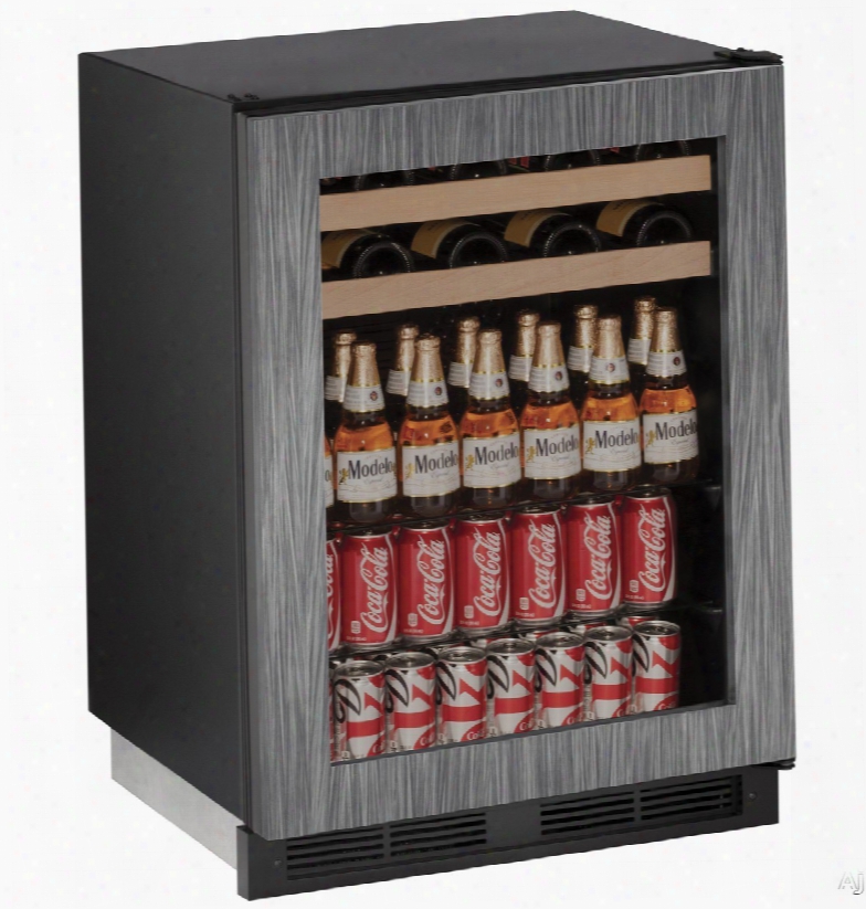 U-line 1000 Series U1224bevint00b 24 Inch Built-in Beverage Center With 5.4 Cu. Ft. Capacity, 85 12-oz. Bottle Capacity, 105 12-oz. Can Capacity, 16 Wine Bottle Capacity, Led Lighting And Star K Certified: Overlay Frame