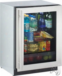 U-line 3000 Series U3024rgls00b 4.9 Cu. Ft. Built-in Compact Refrigerator With 4 Adjustable Tempered Glass Shelves, Led Theater Lighting, U-select Control, Full-eextension Crisper Drawer, Sabbath Mode And Star-k Certified: Stainless Steel