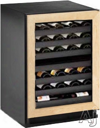 U-line 3000 Series U3024zwcint00b 24 Inch Built-in Wine Storage With 43-bottle Capacity, Led Theater Lighting, Star K Certified, U-select Controls, Dual Temperature Zone And Black Vinyl Wire Racking: Overlay Frame, Left Hinge