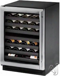 U-line 3000 Series U3024zwcs00b 24 Inch Built-in Wine Storage With 43-bottle Capacity, Led Theater Lighting, Star K Certified, U-select Controls, Dual Temperature Zone And Black Vinyl Wire Racking: Stainless Steel, Left Hinge