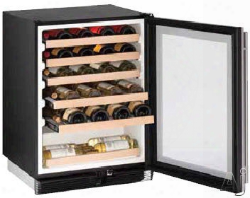 U-line Wine Captain 1000 Series U1024wcs00b 24 Inch Built-in Wine Storage With 48-bottle Capacity, Incandescent Lighting, Natural Beech Front Racks, Scene Of Military Operations Reversible Door Swing And Mechanical Dial Control