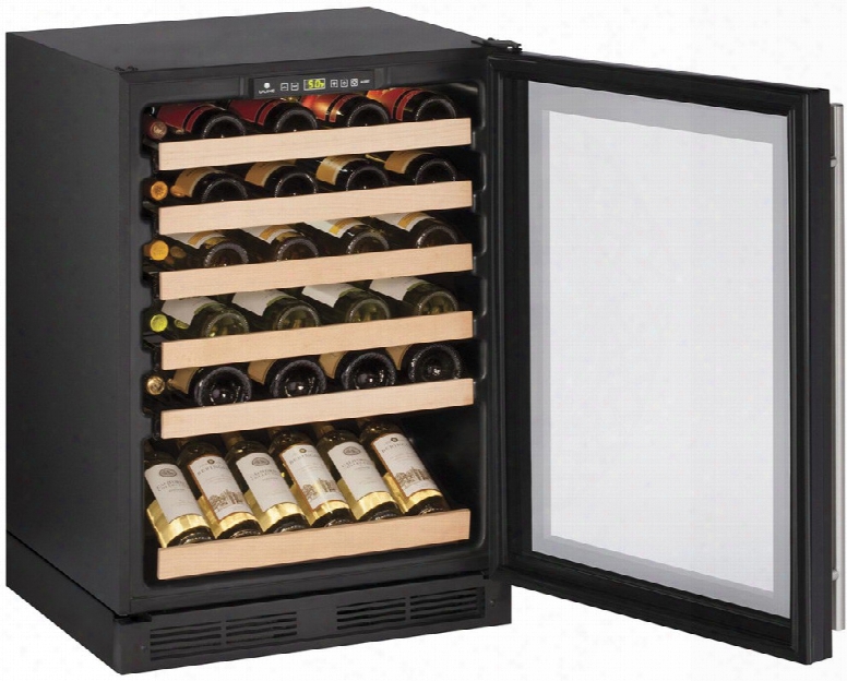 U-line Wine Captain 1000 Series U1224wcb00b 24 Inch Built-in Wine Storage With 48 Bottle Capacity, Led Lighting, Vinyl Racking, Reversible Door Swing, Digital Touch Pad Control, Sabbath Mode And Star-k Certified: Black