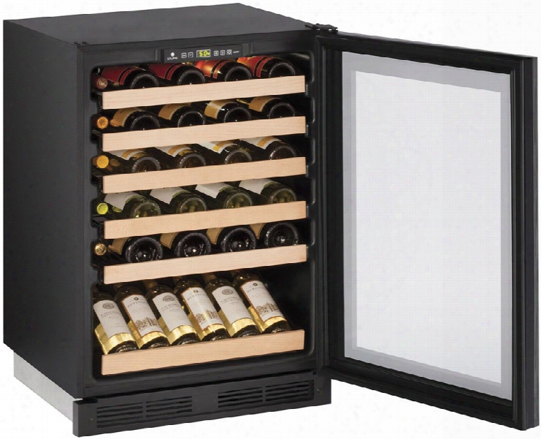 U-line Wine Captain 1000 Series U1224wcint00b 24 Inch Built-in Wine Storage With 48 Bottle Capacity, Led Lighting, Vinyl Racking, Reversible Door Swing, Digital Touch Pad Control, Sabbath Mode And Star-k Certified: Custom Overlay