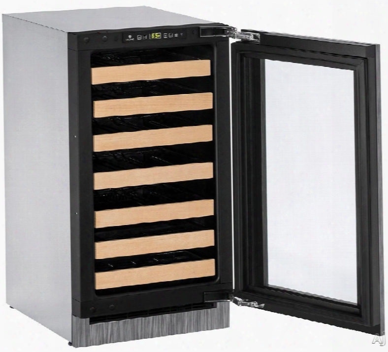 U-line Wine Captain 2000 Series U2218wcint00b 18 Inch Built-in Wine Storage Upon 31 Bottle Capacity, Led Lighting, Digital Touch Pad Control, Natural Beech Wood Fronts, Convection Cooling System And Star K Certified Frame Overaly, Right Hand Hinge
