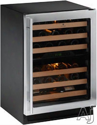 U-line Wine Captain 2000 Series U2224zwcs00b 24 Inch Built-in Wine Storage With 43 Bottle Capacity, Dual-zone Temperature System, Digital Touch Pad Control, Led Lighting And Star K Certified: Stainless Steel, Right Hand Hinge