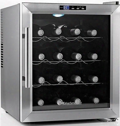 02720217 Wine Cooler With 16 Wine Bottle Capacity Silent Cooling Technology Adjustable Temperature Push Button Control Chrome Shelves And Interior Led