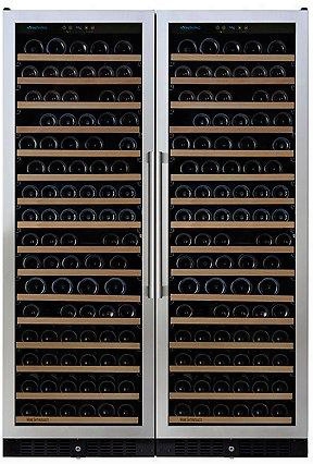 237870267 24" N'finity Pro Double L Red Wine Cellar With 332 Bottles Capacity Cool Blue Led Lighting Digital Climate Control And Odor Free In Stainless