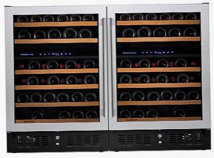237870292 48" N'finity Pro Double S Wine Cellar With 92 Wine Bottle Capacity Cool Blue Led Lighting Digital Climate Control And Odor Free In Stainless