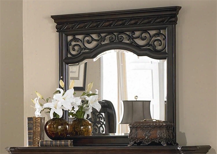 Arbor Place Collection 575-br51 46" X 45" Mirror With Rope Twist Mouldings Burnished Brass Scrolled Metal Inserts And Beveled Glass In