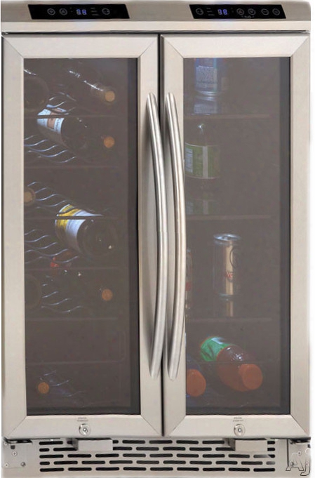 Avanti Wbv19dz 24 Inch Undercounter Side By Side Dual Zone Wine/beverage Cooler With 19 Wine Bottles Capacity, Led Lighting, Security Lock, Auto-lock Controls And Electronic Controls