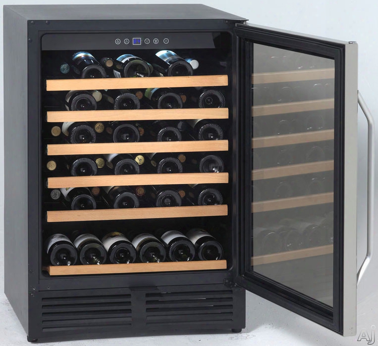 Avanti Wcr506ss 24 Inch Undercounter Wine Chiller With 50-bottle Capacity, 6 Vinyl Coated Roll-out Shelves, Wooden Fronts, Led Lighting, Security Lock And Electronic Controls