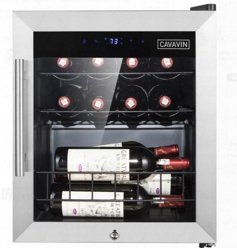 B-015wsz Wine Cooler With 15 Bottle Capacity Led Lighting One-touch Led Digital Controls Security Lock Automatic Defrost In Stainless