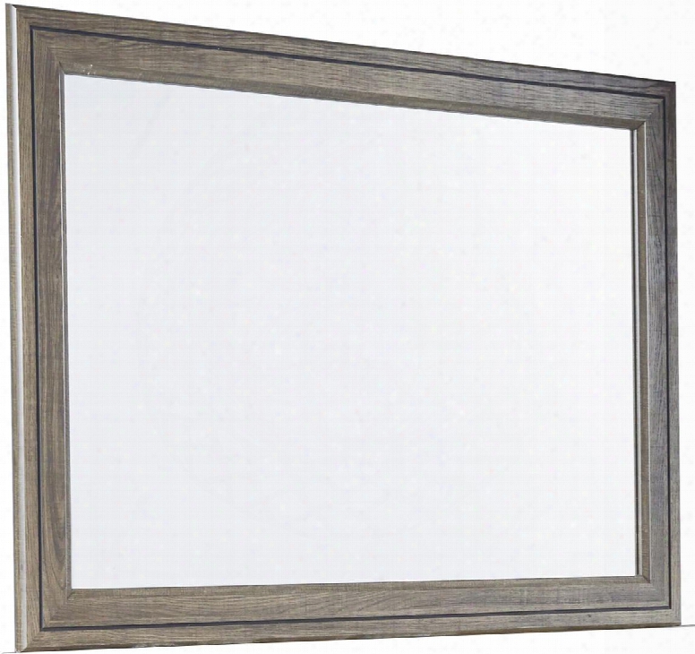 Birmington Collection B268-36 42" X 31" Bedroom Mirror With Beveled Frame Embossed Trim Accent And Replicated Oak Grain In