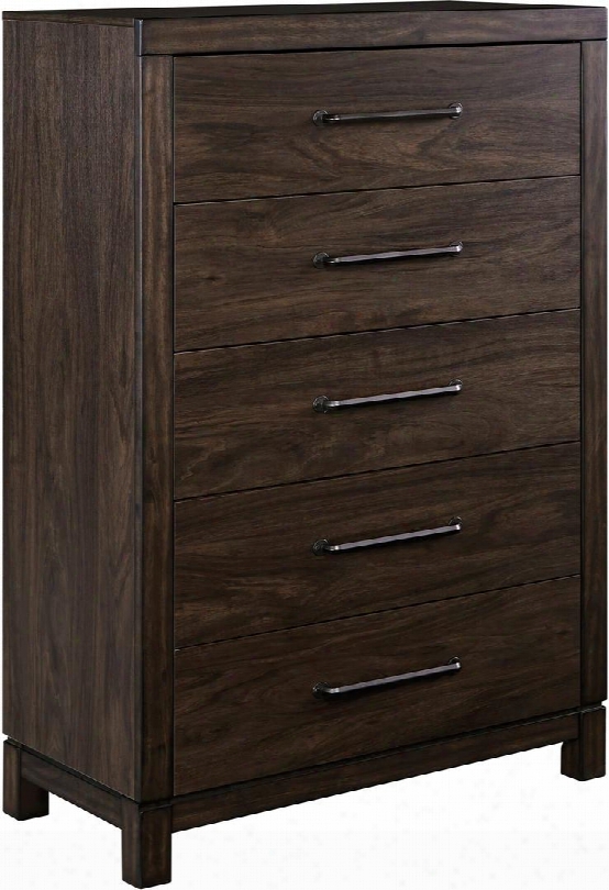 Brissley Collection B504-45 34" Chest With 5 Drawers Long Sleek Metal Bar Pulls French Dovetailed Paper Wrapped Drawer Boxes Metal Center Guides And Highly