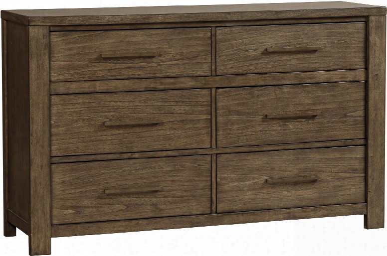 Camilone Collection B675-31 65" Dresser With 6 Drawers Clean-lined Profile Sleek Long Bar Pulls Felt-lined Top Drawers And Dovetailed Plywood Drawer Boxes