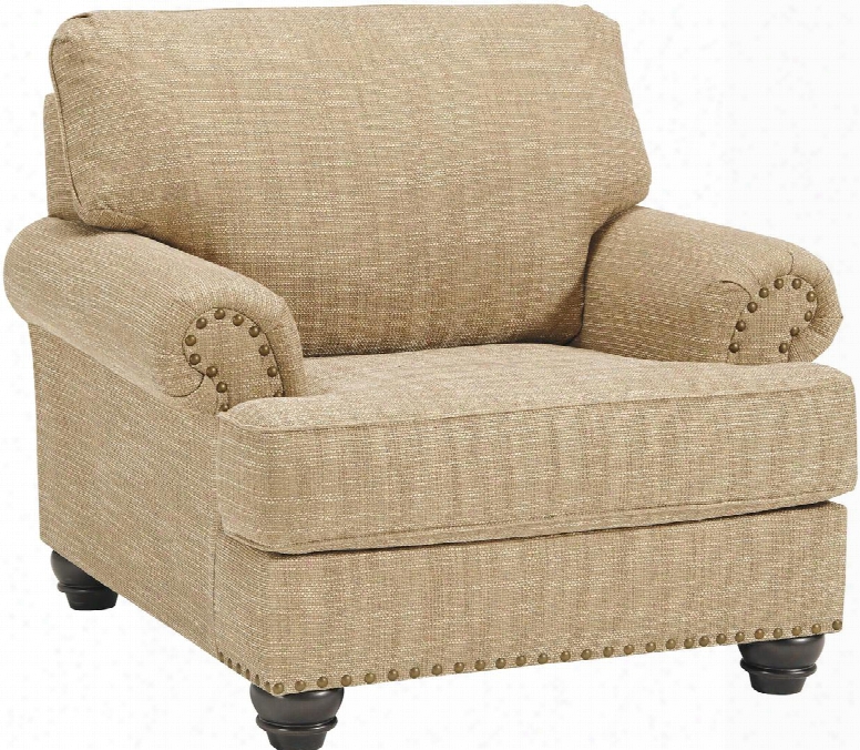 Candoro Ollection 1180620 43" Chair With Fabric Upholstery Nail Head Trims Rolled Armrests And Short Bun Feet In