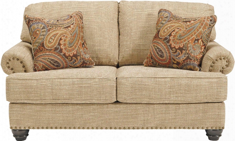 Candoro Collection 1180635 67" Loveseat With Fabric Upholstery Nail Adverse  Trims Rolled Armrests And Short Bun Feet In