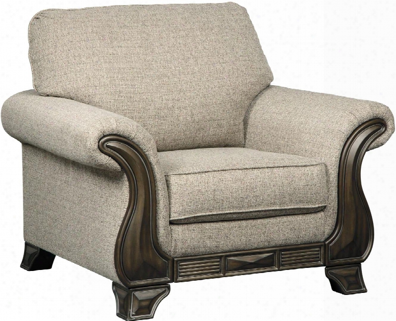 Claremorris Collection 1800320 46" Chair With Manufactured Cloth Upholstery Cushioned Back And Seating Rolled Armrests And Short Decorative Feet In