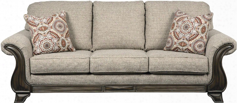 Claremorris Collection 1800338 93" Sofa With Fabric Upholstery Cushioned Back And Seating Rolled Armrests And Short Decorative Feet In