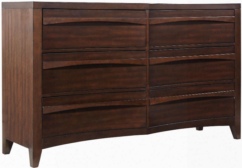 Contour Collection 80809 64" Dresser With 6 Drawers Felt-lined Top Drawers French Dovetailed Drawer Boxes And Tapered Legs In Cherry