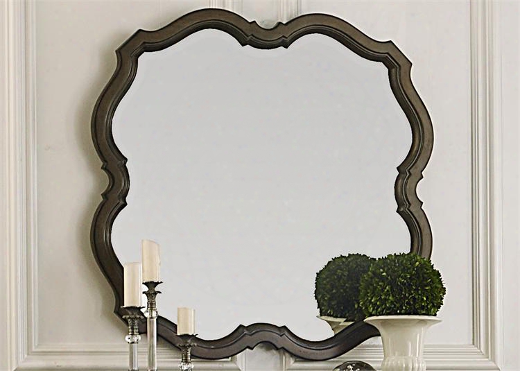 Cotswold Collection 545-br51 42" X 42" Decorative Mirror With Scalloped Accents Beveled Glass And Wood Frame In