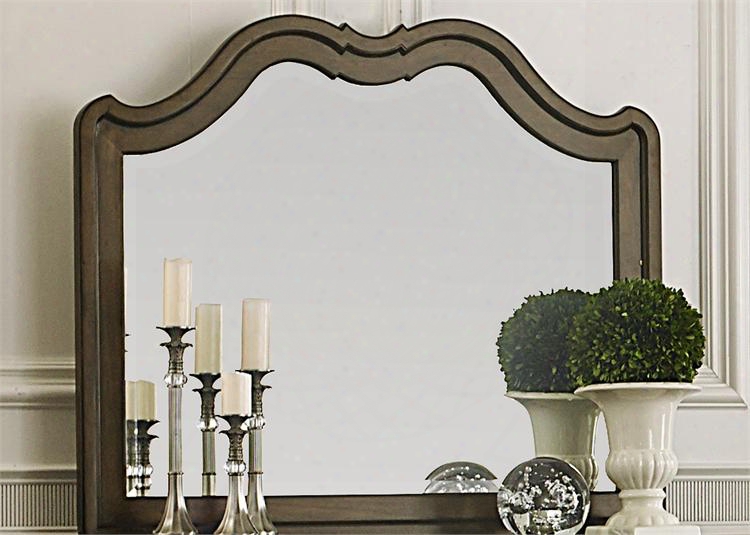 Cotswold Collection 545-br52 44" X 39" Mirror With Scalloped Accents Beveled Glass And Wood Frame In Cinnamon