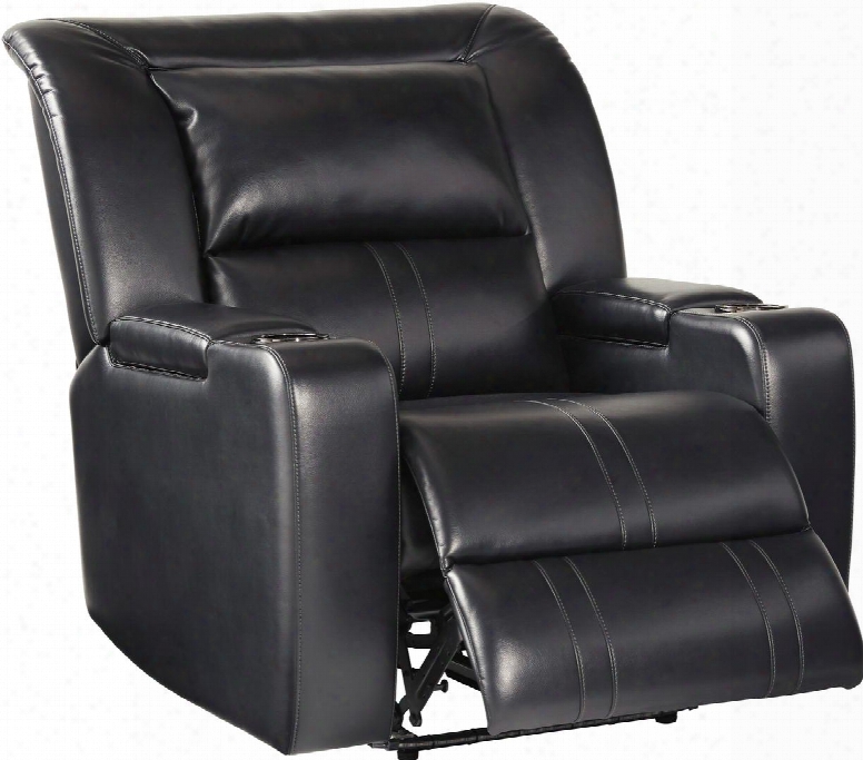 Dossman Collection 7520406 37" Power Recliner With 2 Flip-top Armrest Storage 2 Cup Holders Track Arms Led Lighting Usb Charging Port And Leather Gel