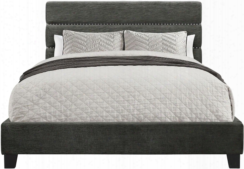 Ds-d119-290-524 Horizontally Channeled All-in-one Queen Upholstered Bed With Hedboard Footboard And Frame In Rave