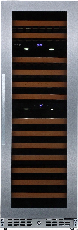 Fagor Wc118tz 24 Inch Tower Wine Cooler With 118 Bottle Capacity, 3 Temperature Zones, Led Digital Controls, 13 Beachwood Wine Racks, Reversible Door, Sabbath Mode And Vibration Neutralization System