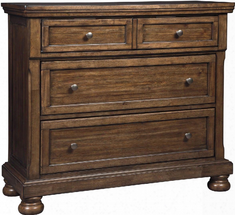 Flynnter Collection B719-39 45" Media Chest With 2 Closed Door Compartments 2 Drawers Brass-tone Knobs Molding Details English Dovetailed Drawer Boxes And