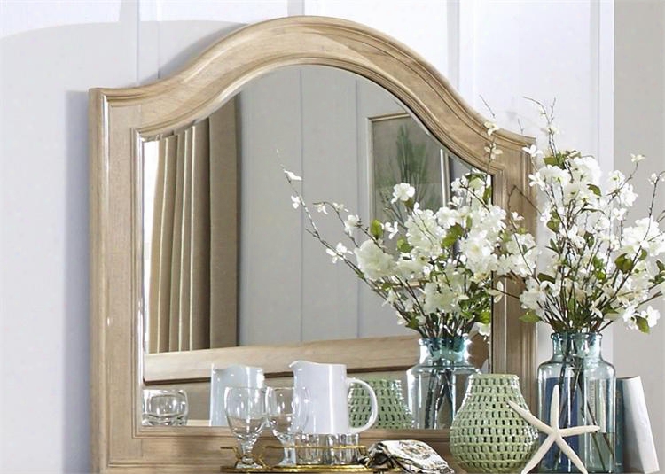 Harbor View Collection 531-br51 44" X 42" Mirror With Beveled Glass Distressed Finish And Molding Details In Sand