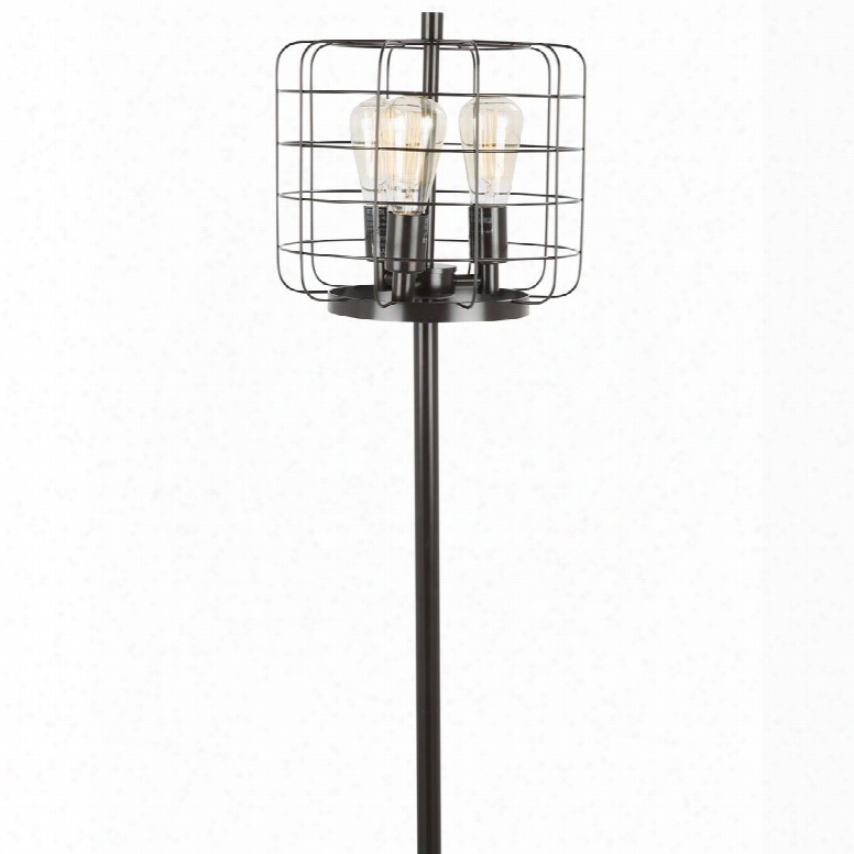 Ls-indycg An Indy Cage Industrial Floor Lamp With Antique