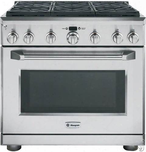 Monogram Zdp366npss 36 Inch Pro-style Dual-fuel Range With 6 Sealed Dual Flame Stacked Burners, 5.75 Cu. Ft. Reverse Air/european Convection Oven, Glide Racks, Meat Probe And Star-k Certified: Natural Gas