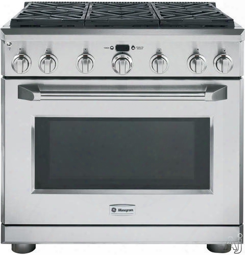 Monogram Zgp366 36 Inch Pro-style Gas Range With 6 Sealed Dual-flame Burners, 6.2 Cu. Ft. Oven Capacity, Reverse Air Convection, Infrared Broil Burner, Heav-yduty Oven Racks, Led Task Lights And Star-k Certified