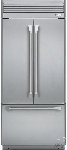 Monogram Zipp360nhss 36 Inch Built-in French Door Refrigerator With Ice Maker, Led Lighting, Digital Controls, Full Width Deli Drawer, Glass-front Drawers, Aluminum Trimmed Shelves, Metal Door Bins And 20.6 Cu. Ft. Capacity: Professional Stainless Steel