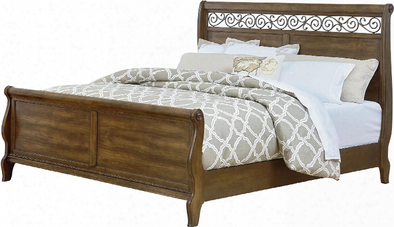 Monterey Collection 8191123 King Size Sleigh Bed With Decorative Scrolled Crown On Headboard Molding Details Pine Veneers And Pine Solids Construction In